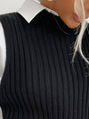 Women's Slit Solid Color Mid-Length Vest Sweater