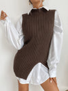 Women's Slit Solid Color Mid-Length Vest Sweater