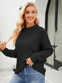 New twist casual solid color round neck sweater loose pullover sweater