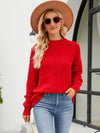 New twist casual solid color round neck sweater loose pullover sweater