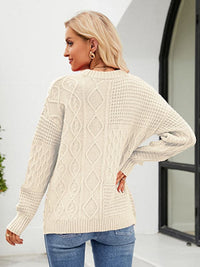 New twist casual solid color round neck sweater loose pullover sweater