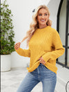 New twist casual solid color round neck sweater loose pullover sweater