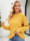 New twist casual solid color round neck sweater loose pullover sweater