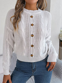 New casual solid color button twist long-sleeved pullover sweater