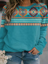 Rhombus round neck casual ladies sweater