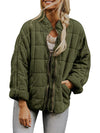 Solid color stand collar cotton jacket with loose pockets and long sleeves