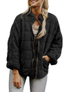 Solid color stand collar cotton jacket with loose pockets and long sleeves