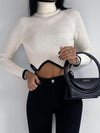 Women's turtleneck short sweater with irregular hem