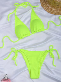 New bikini solid color suit split strap sexy three-point swimsuit