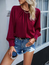 New style women's elegant lace collar long-sleeved solid color top