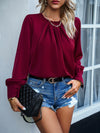 New style women's elegant lace collar long-sleeved solid color top