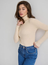 Women's slim high collar long sleeve pullover sweater