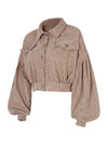 Corduroy Jacket Lantern Sleeve Single Breasted Short Jacket Women