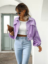 Corduroy Jacket Lantern Sleeve Single Breasted Short Jacket Women