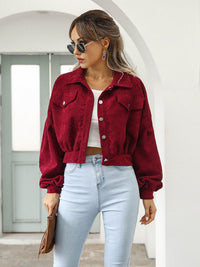 Corduroy Jacket Lantern Sleeve Single Breasted Short Jacket Women