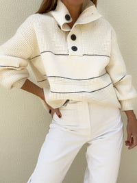 Women's high-end striped loose outer sweater