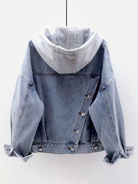 Women's hooded large pocket denim jacket