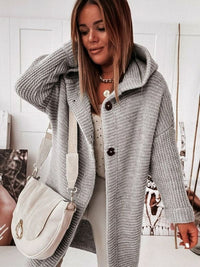 women's loose hooded sweater cardigan sweater