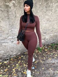 New fashionable casual sports suit slim long-sleeved two-piece set