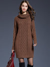 Women's turtleneck long sleeve loose sweater dress