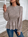 New women's mid-collar printed long-sleeved shirt