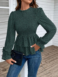 New women's mid-collar printed long-sleeved shirt