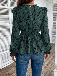 New women's mid-collar printed long-sleeved shirt