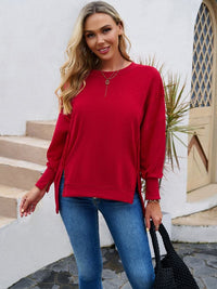 Women's new style casual long-sleeved round neck solid color sweatshirt