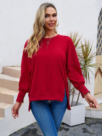 Women's new style casual long-sleeved round neck solid color sweatshirt