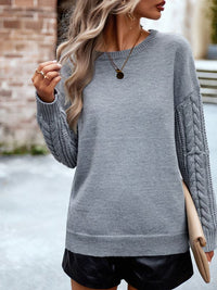 Women's new casual round neck long sleeve knitted sweater