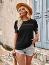 Casual solid color lace short-sleeved T-shirt