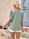 Casual solid color lace short-sleeved T-shirt