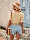 Casual solid color lace short-sleeved T-shirt