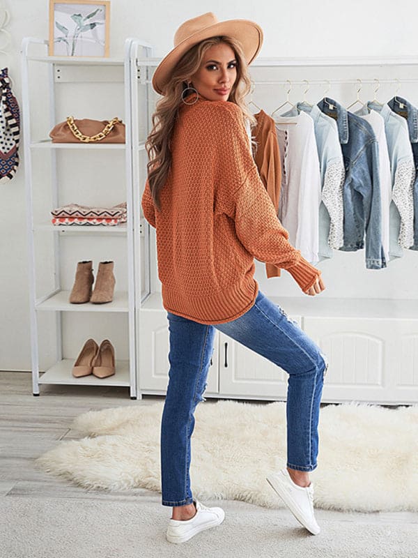 Women's loose long sleeve thermal sweater top