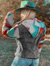 Women's western style denim patchwork hooded jacket