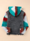 Women's western style denim patchwork hooded jacket