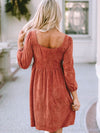 Women's high-waisted loose long-sleeved A-hem dress