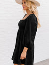 Women's high-waisted loose long-sleeved A-hem dress