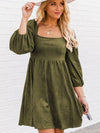 Women's high-waisted loose long-sleeved A-hem dress