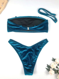 Women's split gold velvet sexy high waist bikini