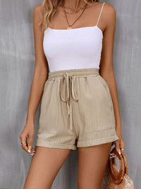 New style lace-up casual pants with elastic waist and loose wide-leg shorts