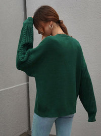 Women's Long Sleeve Thick Knitted Round Neck Twist Rope Top Sweater