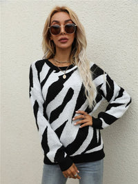 Women's Striped Fashionable Knitted Pullover Sweater