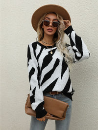 Women's Striped Fashionable Knitted Pullover Sweater