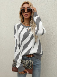 Women's Striped Fashionable Knitted Pullover Sweater