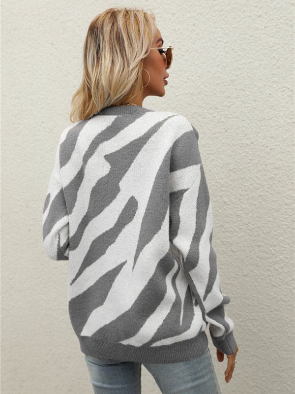 Women's Striped Fashionable Knitted Pullover Sweater