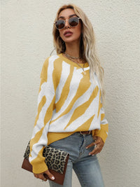 Women's Striped Fashionable Knitted Pullover Sweater