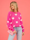 Women's Heart Valentine's Day Round Neck Pullover Sweater