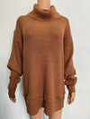 Women's casual loose solid color turtleneck sweater