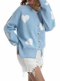 Women's knitted sweater single breasted love sweater cardigan